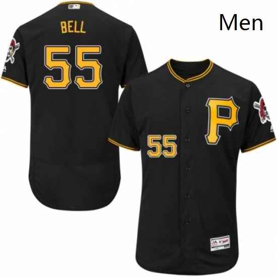 Mens Majestic Pittsburgh Pirates 55 Josh Bell Black Alternate Flex Base Authentic Collection MLB Jersey